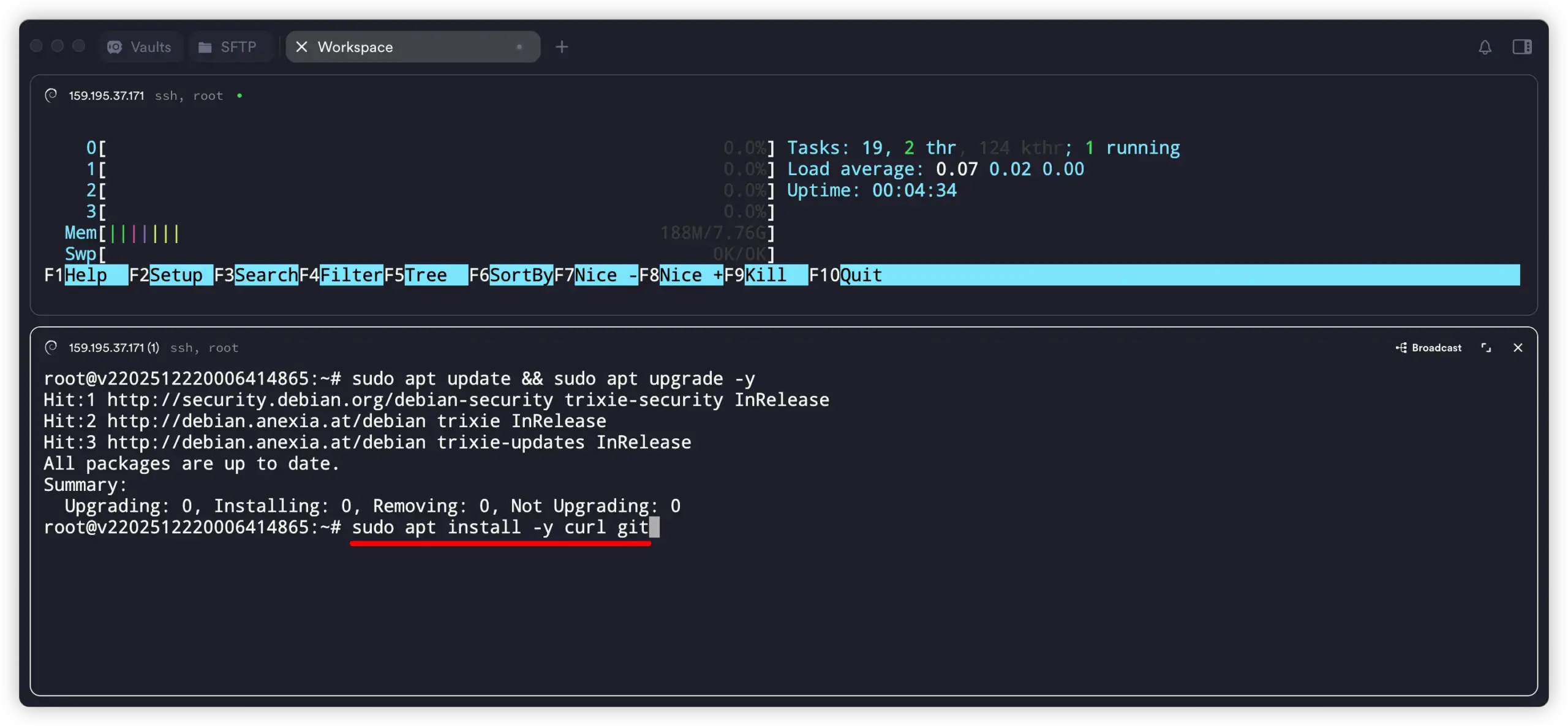 在部署 Ollama 前安装常用工具（curl、git 等）