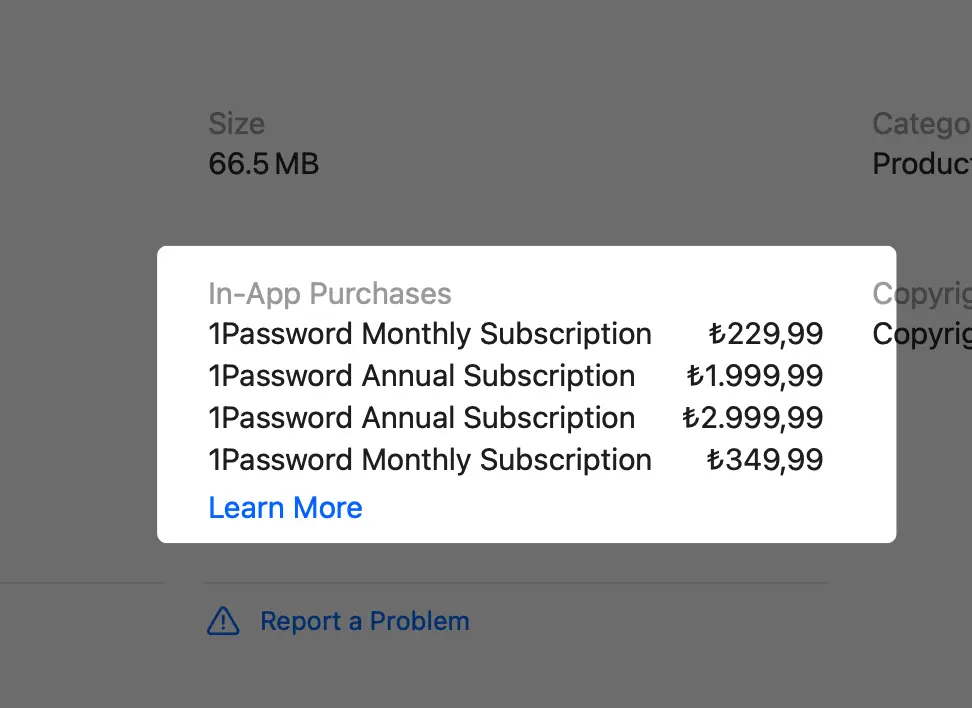 土耳其区 1Password 新用户订阅价格